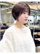 ロンド エメ 柏(Lond aimer)&nbsp;ミニウルフチェリーブラウンブリーチなしショートボブ前髪/柏柏