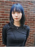 ロング顔周りレイヤー韓国ヘアウルフレイヤー_ba552423