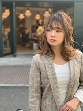 オースティン 調布アミックス(AUSTIN) 大人かわいい前髪セシルカットココアブラウンフリンジウェーブ