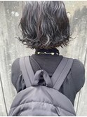 暗髪ラベンダーグレージュ+ミニボブパーマstyle*