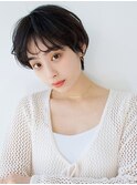 ハンサムショート シースルーバング ダークアッシュ 20代30代