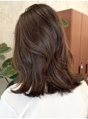 栄ブラウン透明感レイヤースタイル