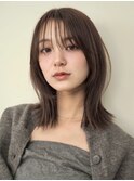 顔周りレイヤーカットくびれヘアミルクティーベージュカラー韓国