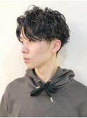 かき上げスパイラル-前下がり刈り上げ