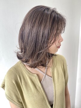 フォーク FOLK 【FOLK】透明感ラベンダーグレージュ☆似合わせ外ハネミディ♪