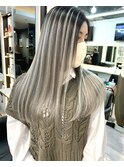 パールグレージュグラデーション×シールハイライト