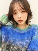 ベージュインナーカラーショートボブレイヤーミディアム前髪