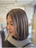 切りっぱなしボブ×コントラストハイライト