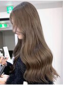 ミディアムロングレイヤーカットブリーチなしダブルカラー堀江