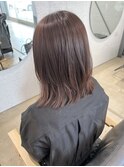 レイヤーカット×ピンクブラウン