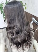 パープルグレージュイルミナカラーレイヤーカット韓国風堺東