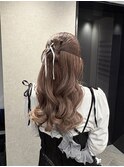 カチモリリボンシニヨンハーフアップ◯