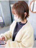 ボブウルフ、スリークボブ、顔周りウルフ、アッシュブラウン