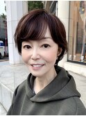 40代50代60代大人かわいい小顔ショート☆白髪カバーハイライト