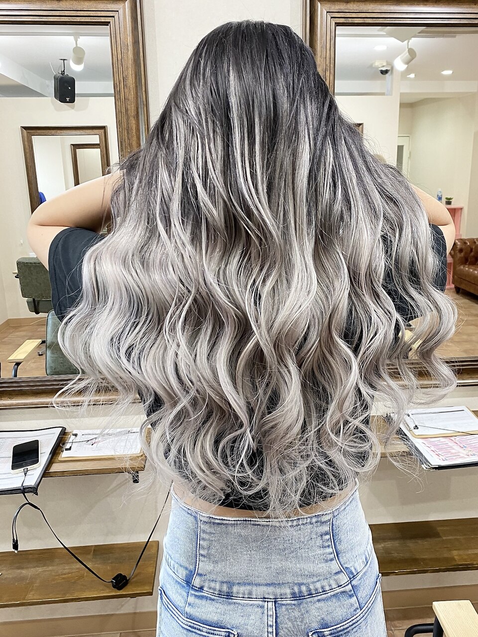 ホワイトシルバー#シールエクステ#バレイヤージュ#韓国#梅田