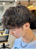 波巻きスパイラルパーマツイストパーマメンズマッシュパーマ