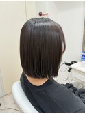 切りっぱなし縮毛矯正/黒髪/ボブルフ/ネビージュ/小顔 新籾