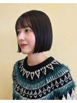 スニュウ(snuw) 切りっぱなしボブ小顔カットグレージュミルクティ