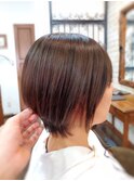 耳掛け 小顔 ショート 西葛西美容室 オリーブカラー
