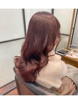 シャンドゥール 栄店(CHANDEUR) ロング巻き髪オレンジブラウンサラツヤ髪ストレート