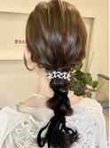 編みおろし　ヘアセット　ロング　ヘアアレンジ