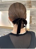 シンプルシニヨン カチモリヘア 結婚式ヘア【肥田亜沙美】