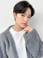 毛流れハンサムショートセンターパートメンズ黒髪爽やか