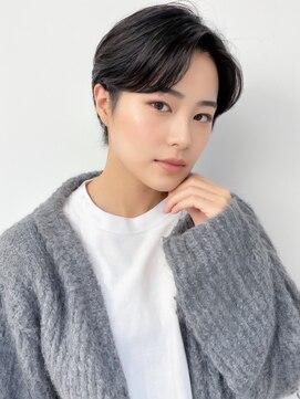 アース 綱島店(HAIR&MAKE EARTH) 毛流れハンサムショートセンターパートメンズ黒髪爽やか