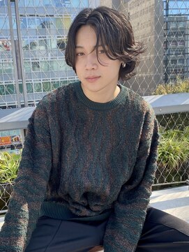 ユーフォリア 渋谷グランデ(Euphoria SHIBUYA GRANDE) メンズボブ　センターパート　ニュアンスパーマ