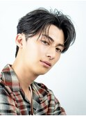 ビジネスメンズショートリクルート七三かき上げヘアツーブロック