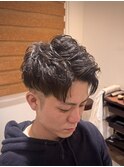 アップバングメンズショート大人短髪立川メンズカット