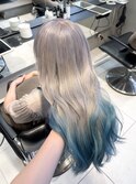 <ゲスト>根元リタッチからホワイトシルバーxアイスブルー