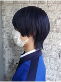 ミディアムウルフ/ウルフ/マッシュウルフ/ネイビーカラー/新宿