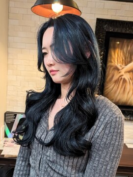 ボアップ 松山店(boappu) #韓国ヘア#レイヤーカット#波巻き#ヨシンモリ#ブルーブラック