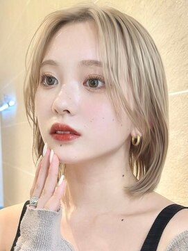 サンド 池袋 2nd(sand) 顔周りレイヤーカット小顔ボブルフ/ハイトーン透明感カラー/池袋