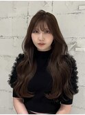 レイヤーチョコレートブラウンココアグレージュ艶髪ロング