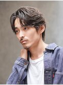フェザーパーマ/センターパート/ニュアンスパーマ/メンズ/眉毛