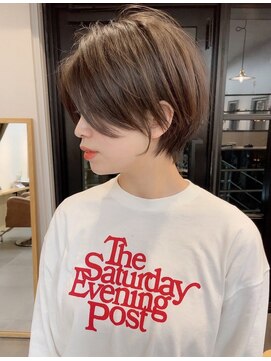 グレーブラウン似合わせカット/ミニボブレイヤー/ダークアッシュ