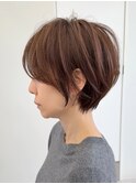 ショート/オリーブカラー/髪質改善/白髪ぼかし/小顔