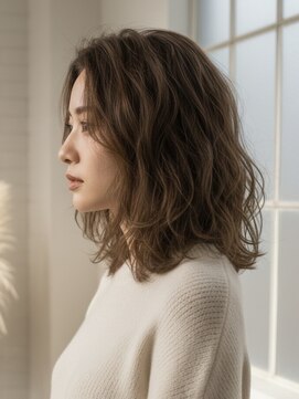 オアシスアヴェダ ザ・ペニンシュラ東京(OASIS AVEDA) #セミロング・ゆるふわウェーブ・くせ毛風パーマ20代30代銀座
