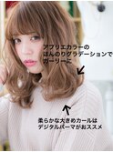 外国人風オンブレ暖色系カラー前下がりミディ川口10代20代30代!
