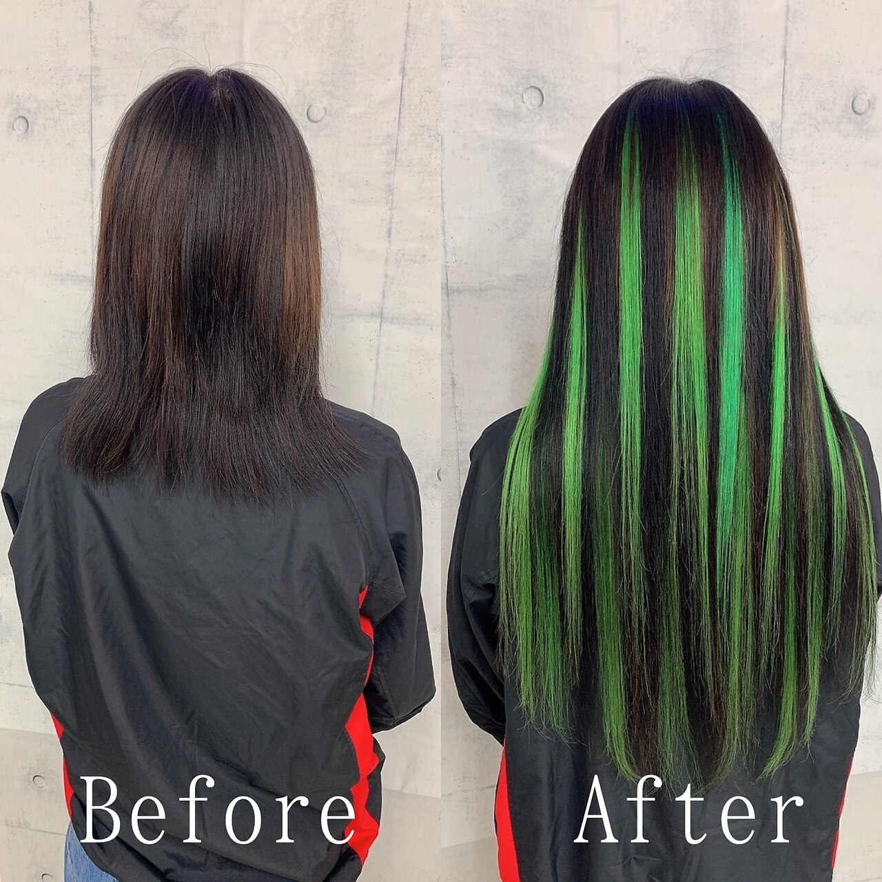 ブラック×グリーン#シールエクステ#セクションカラー：L177229129