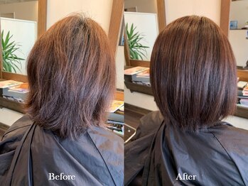 ヘアーアンドエステゼン(Hair and Esthe Zenn)の写真/髪の芯から潤い溢れるツヤ髪へ♪トリートメントを浸透させ、一本一本の毛先まで潤いたっぷりヘアを実現◎
