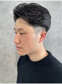 メンズ刈り上げフェードフェザービジネスブルーブラック