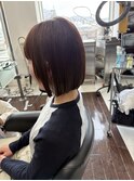 大人可愛い20代30代40代黒髪前下がりショートボブ丸みショート◎