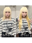 ブロンド×イエロー#シールエクステ#ハイライトカラー#韓国#千葉