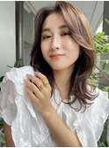大人韓国風 くびれレイヤー 前髪長め イルミナカラー 20代30代