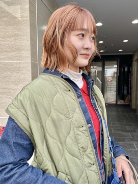 スニュウ(snuw) 切りっぱなしひし形レイヤーオレンジベージュ