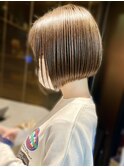 髪質改善ストレートぱっつんミニボブ前髪ありトリートメント