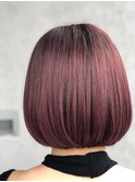 ピンク×ミニボブ＝No,1モテヘアー